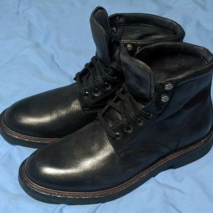 FRYE Gordon Lace-Up Work Boots Black Leather 9.5M